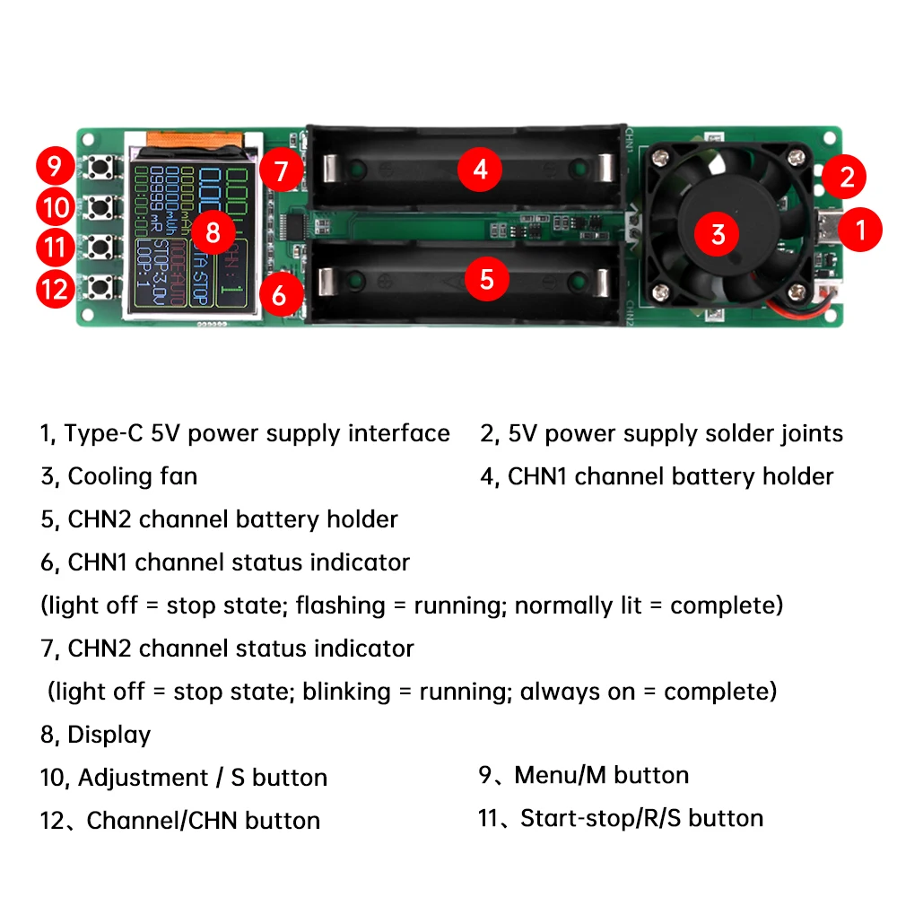 Typ-C LCD-Display Batteriekapazitätstester MAh MWh Lithiumbatterie Digitales Batterieleistungsdetektormodul 18650 Batterietester