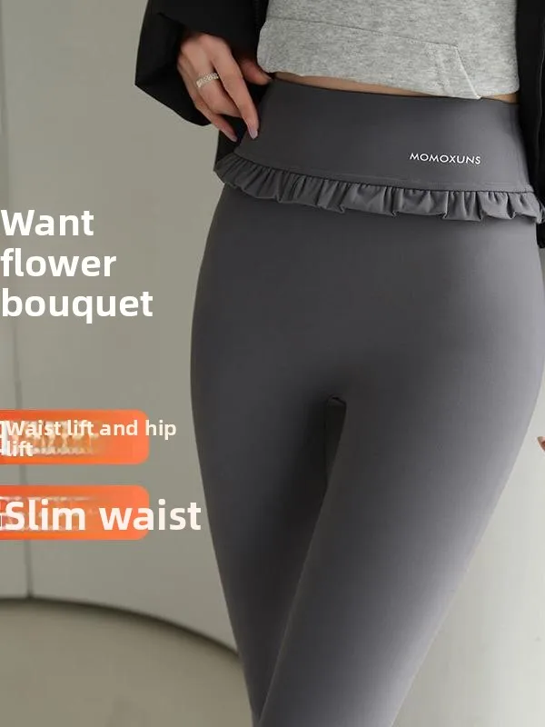 Cintura alta fce forrado flouquet calças de yoga thi quente camada base calças femininas outono inverno faion plus size