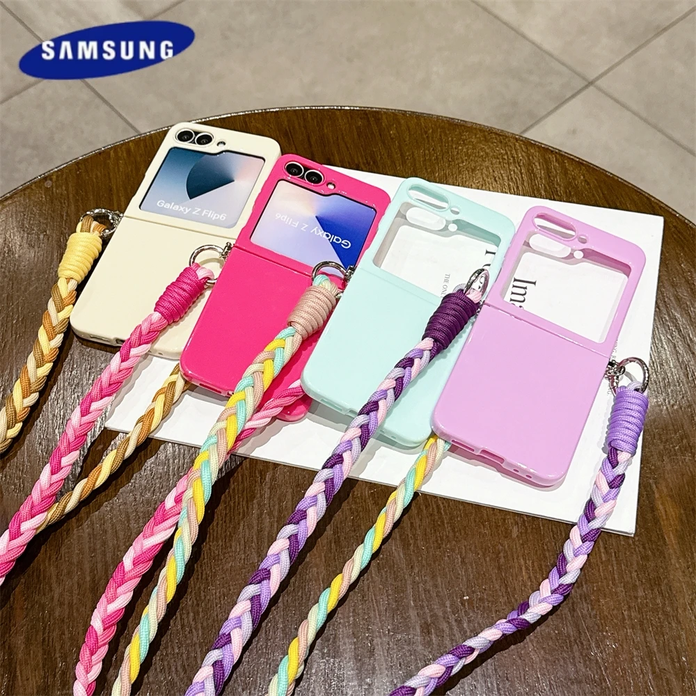 Für Samsung Galaxy Z Flip 7 6 5 4 3 Zflip6 Z Flip5 Flip4 Crossbody Lanyard Candy Farbe Falten Telefon Fall stoßfest Soft Cover