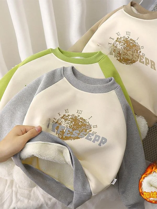 

Детский зимний модный повседневный теплый цельный свитшот Fce round Ne Splice Princ Sle Long Sve на молнии