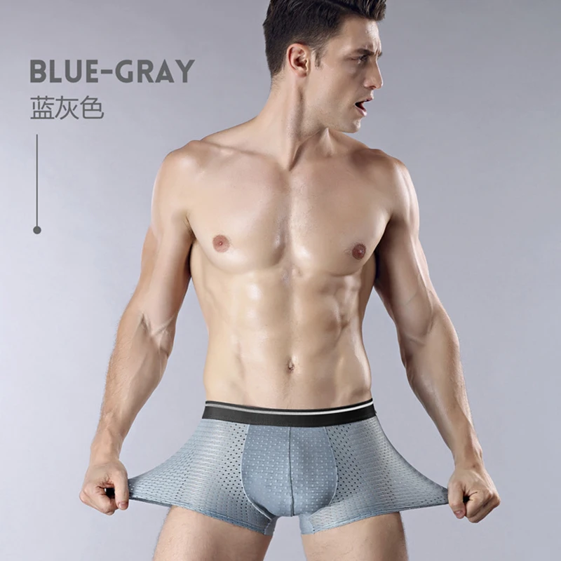 5pcs/set Men Underwear Male Breathable Men Underpant Men\'s Ice Silk Boxer Short Mesh Sexy Square Corner Pants for men\'s Shorts