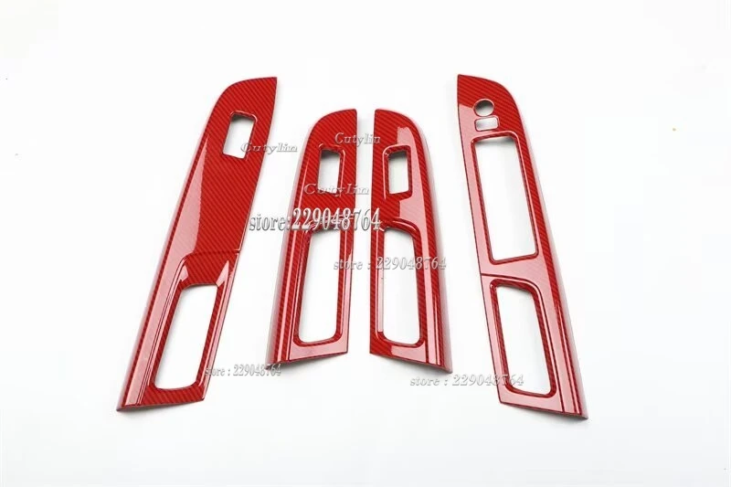 LHD RHD For Subaru WRX STI XV 2014-2020 ABS Red Carbon Fiber Gear Shift Panel Cover Trim Window Switch Frame Sticker Styling - view 2