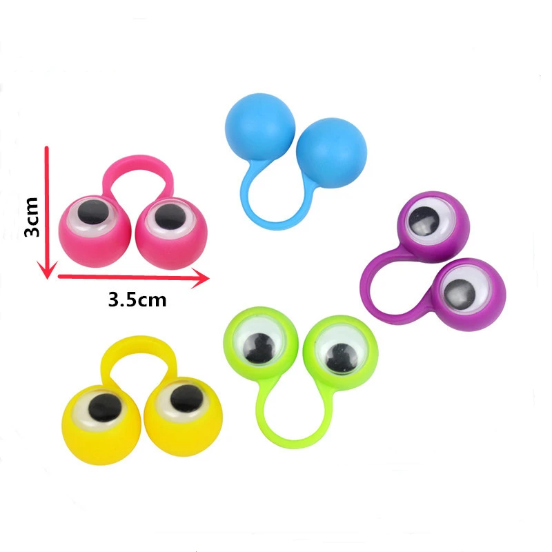 10PCS Cute Cartoon Eye Ring Party Favors Child Birthday Guests Funny Gifts  Baby Shower Small Gifts Finger Decorative Supplies