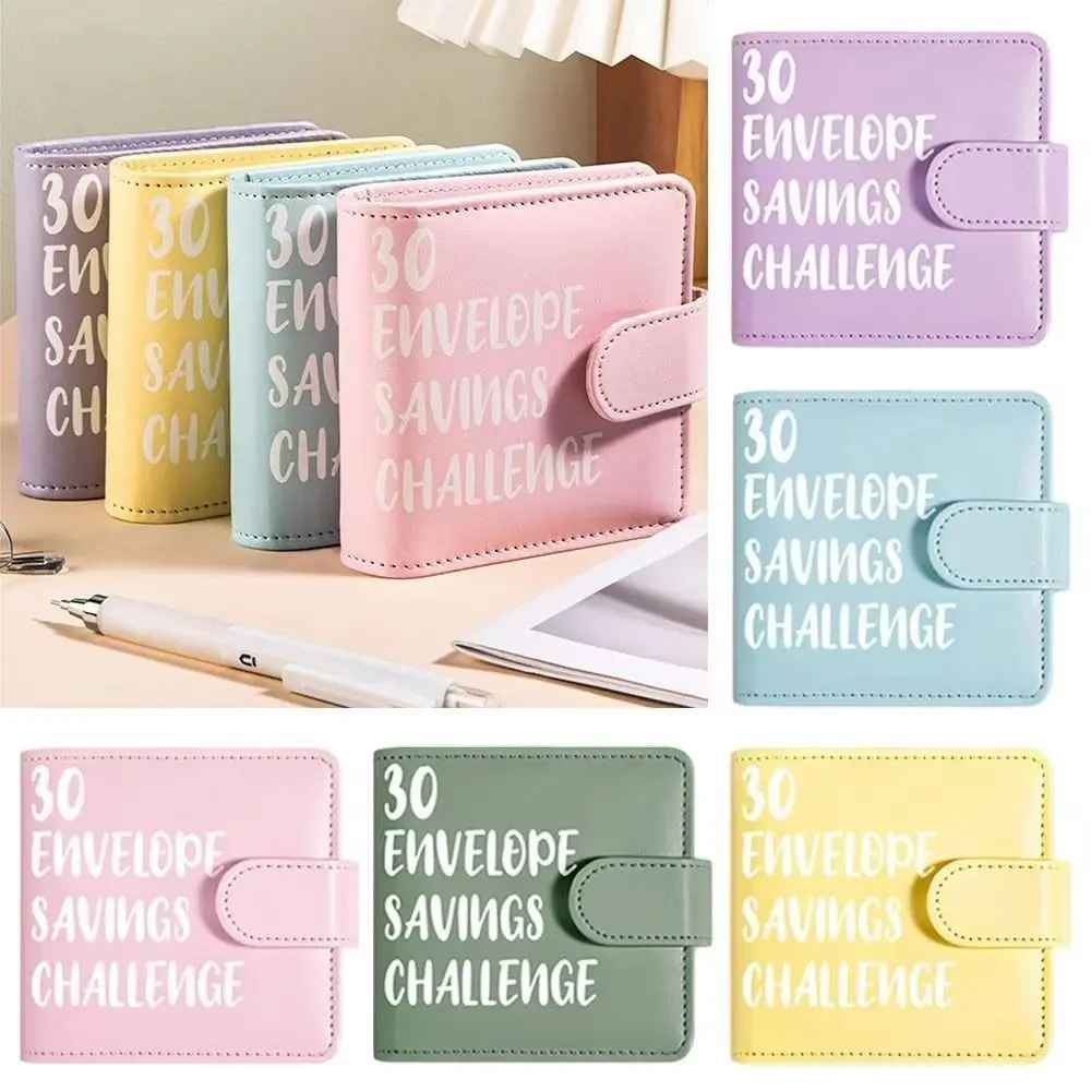 PU Leather Money Saving Challenge Book Loose-Leaf Large Capacity Small Binder with Cash Envelopes Waterproof Multi Pockets