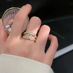 The New Trend Micro Set ZirconExquisite Opening Ring Lady LuxuryFashion All-match Temperament RingFemale
