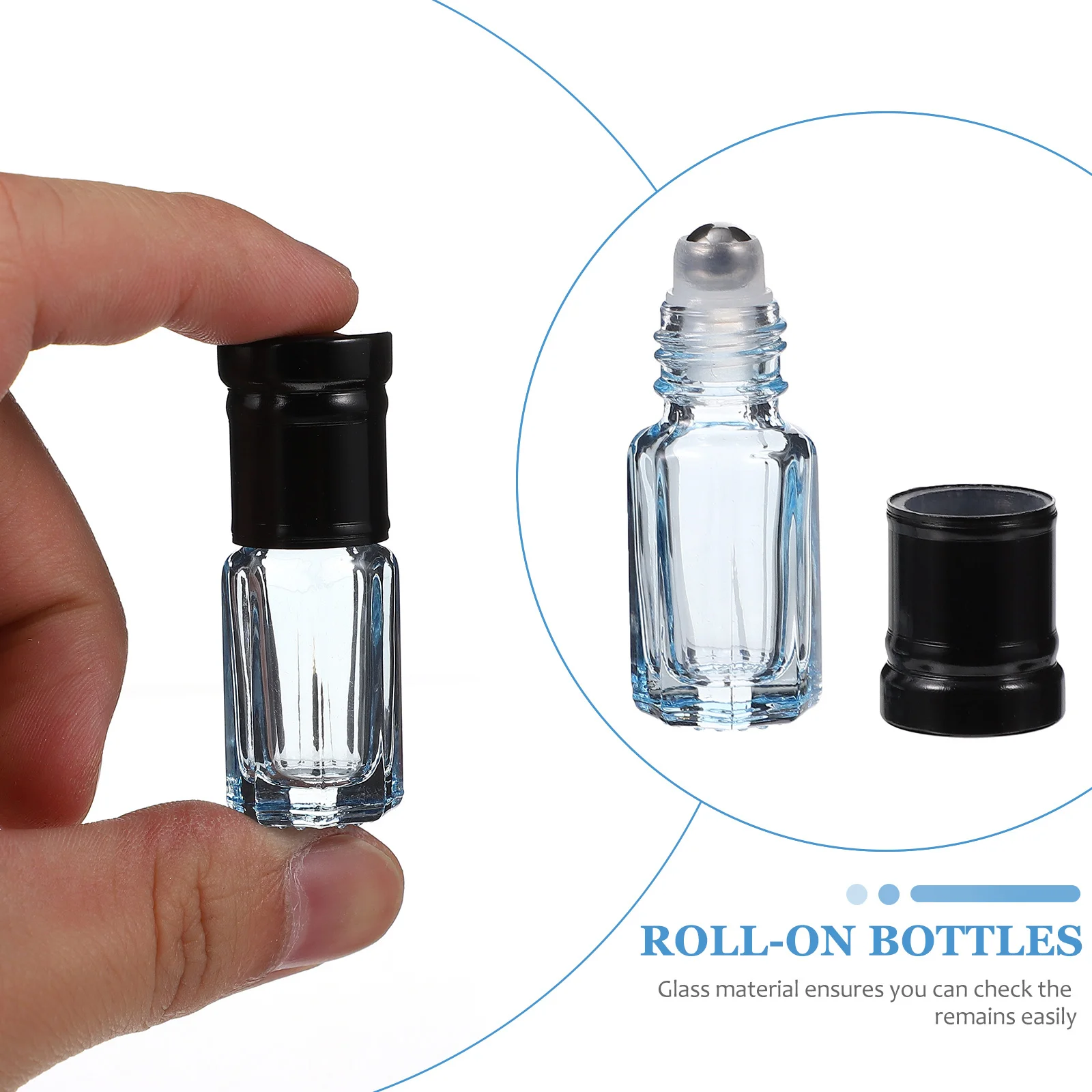 

8Pcs 3Ml Essential Oil Glass Bottles Roll-on Perfume Oil Containers Portable Roller Ball Bottles for Travel Refillable Storage