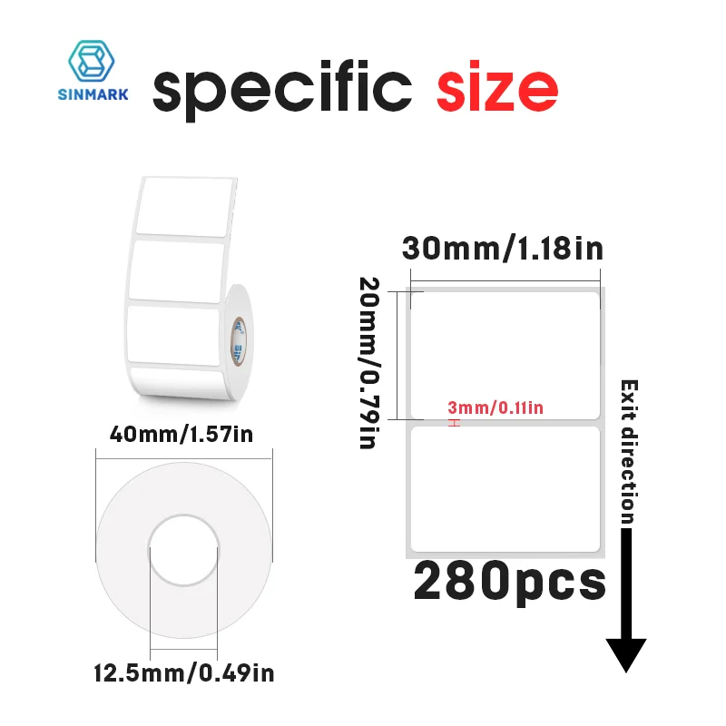 30mm Wide White Thermal Label Stickers Waterproof Labels Paper DIY Tags Suit for SINMARK Phomemo Portable Thermal Printer