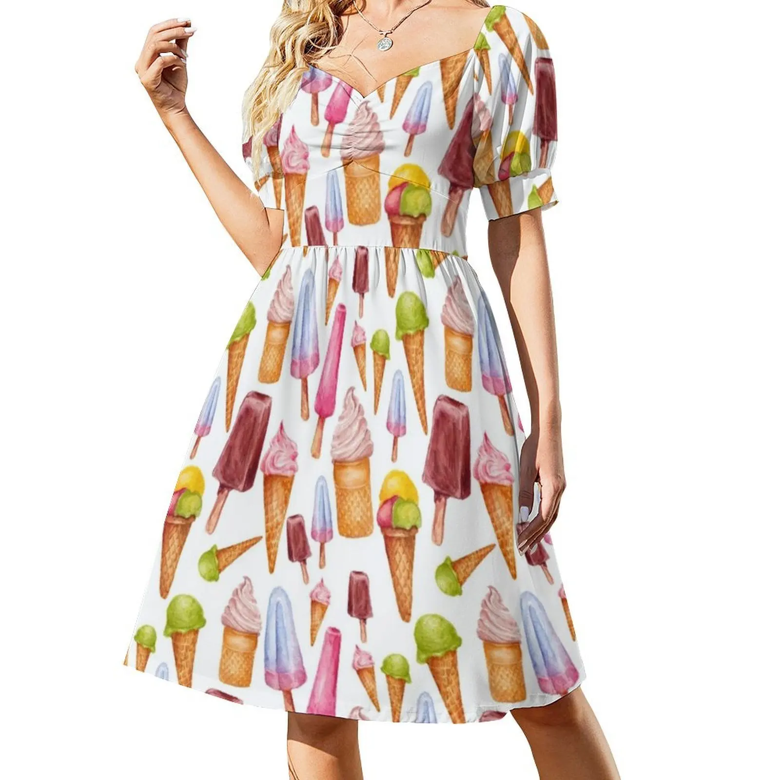 آيس كريم نمط بوهو شيك فستان أنيق موضة شاطئ حفل زفاف ثوب نمط الآيس كريم المائية المياه الملابس النسائية #2