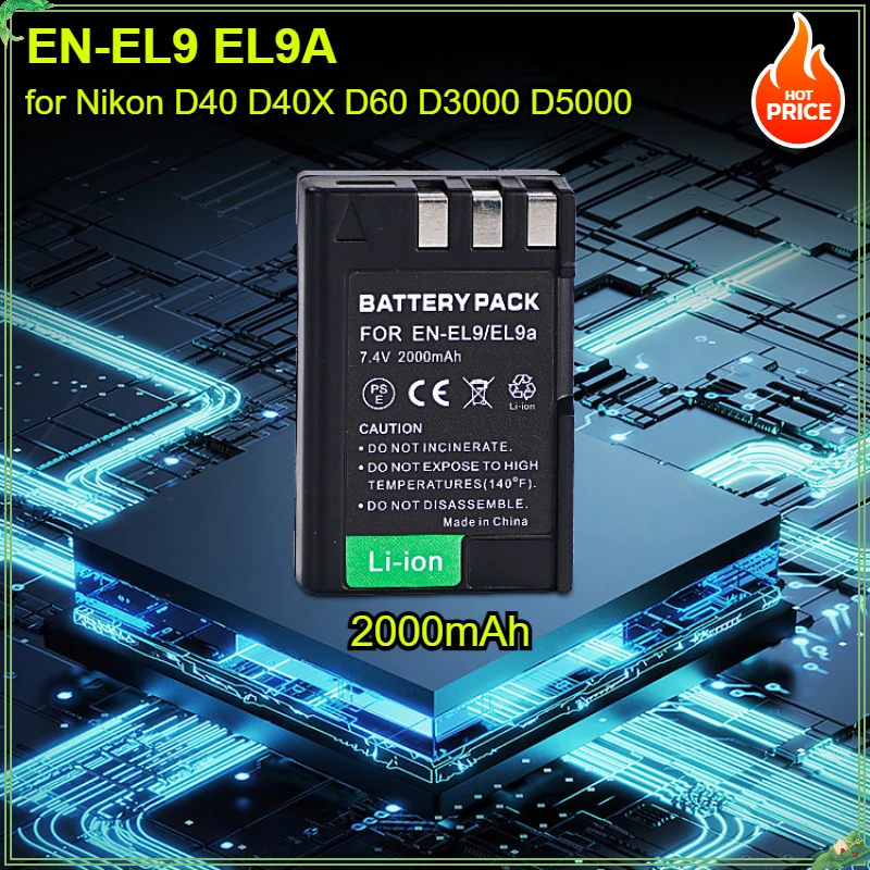 

2400mAh EN EL9 EN EL9A EN-EL9 EL9A ENEL9 Batteries + LED Charger MH-23 for Nikon D40 D40X D60 D3000 D5000 Digital Camera battery