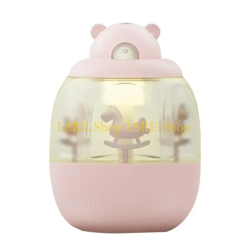 L8RE USB 전원 가습기 자동차 안개 안개 메이커 LED 램프 회전 목마 음악 상자