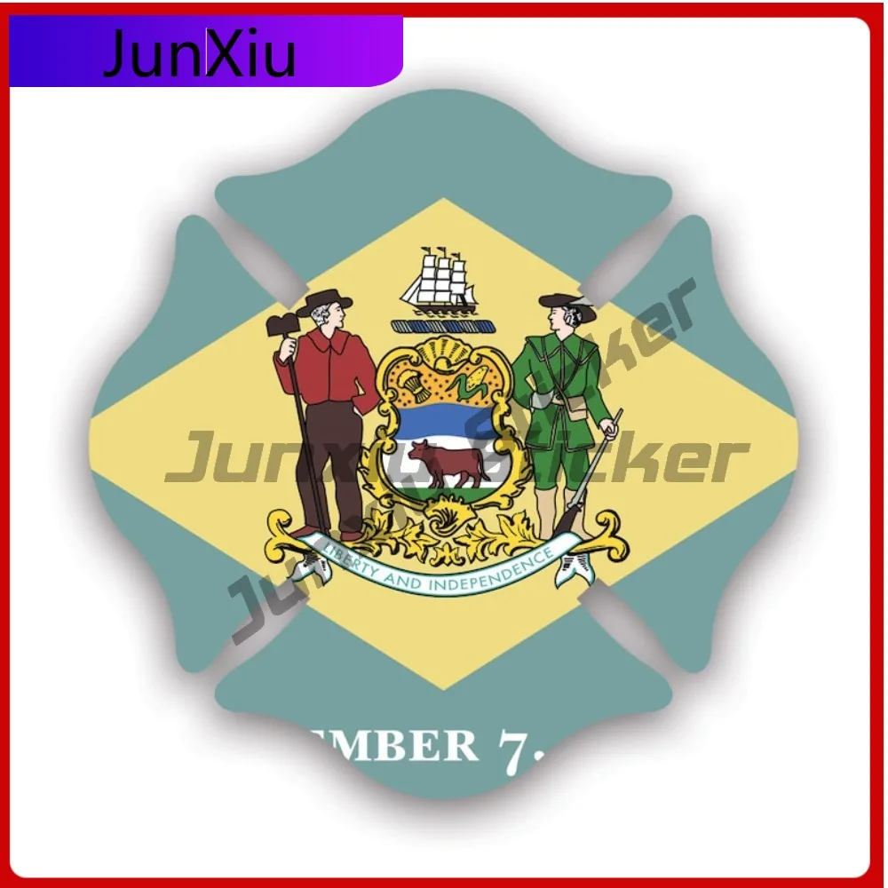 

Delaware State Maltese Cross Shaped Sticker Cool Window Waterproof Vinyl Decal For Mobile Phones Decor Protection Decor Outdoor