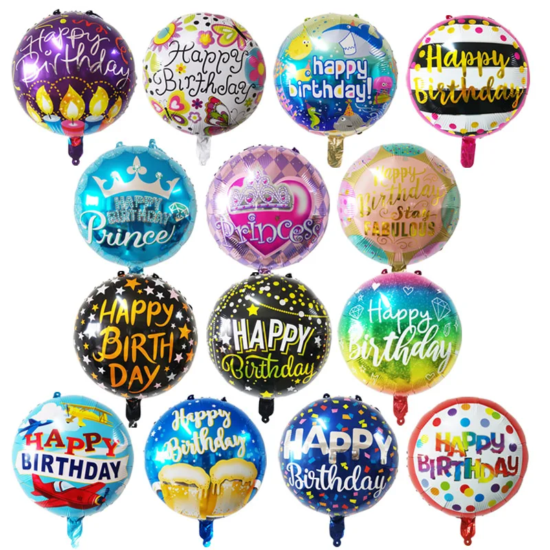 

7pcs 18 Inch Birthday Theme Foil Balloons Helium Round Balloon Adult Happy Birthday Party Decoration Kids Baby Shower Globos