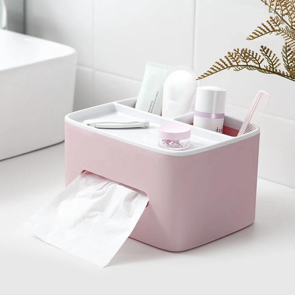 

1Pcs Multifunctional Double-Layer Tissue Box With Compartments For Home Office Desktop Organizer