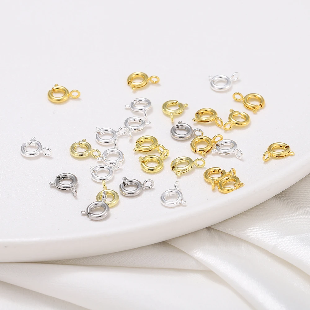 5pcs/lot 5-7mm 18K Gold Color Spring Ring Clasp With Open Ring Jewelry Clasp For Chain Necklace Connectors Jewelry Making