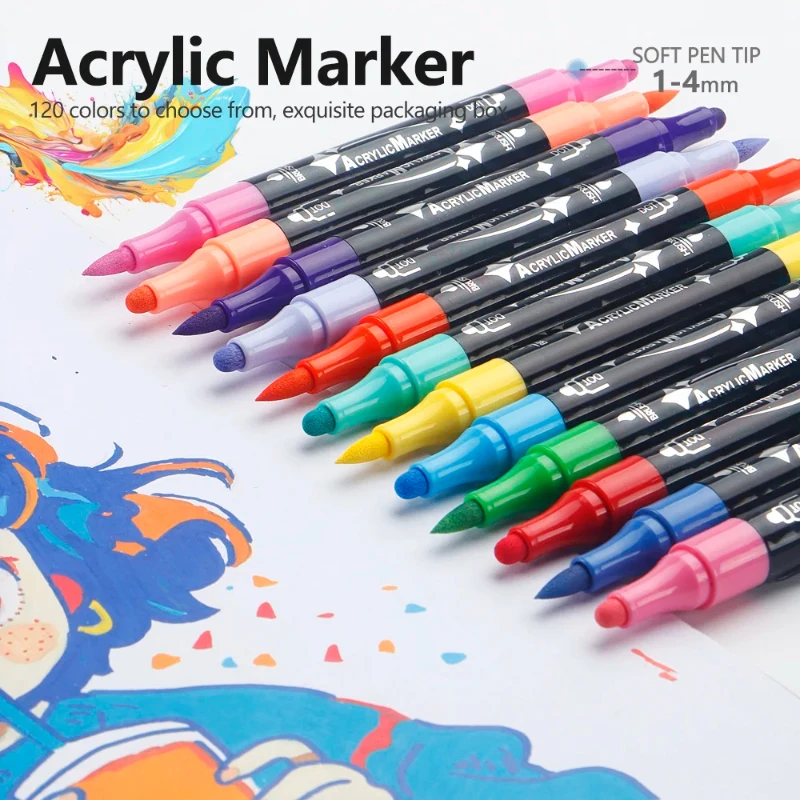 

12/24 цвета, двуглавые художественные маркеры с мягким наконечником — для рисования и рисования на камне, дереве и стекле | DIY и школьные принадлежности