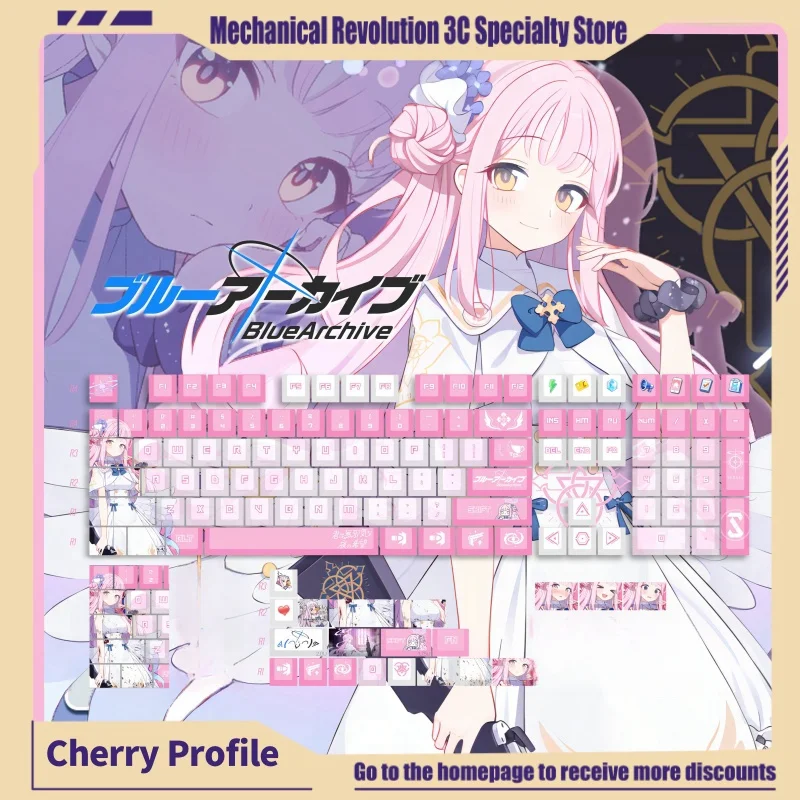 New Blue Archive Mika Themed Keycaps 120key Pbt Thermal Sublimation Mechanical Keyboard Anime Game Cartoon Collect Gifts Keycaps