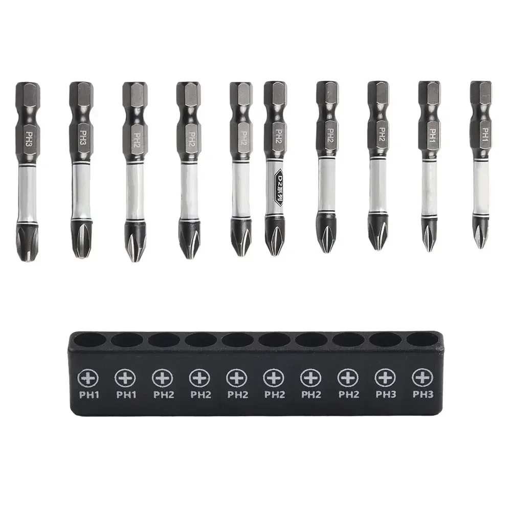 10pcs Screwdriver Bits With 2 In 1 Magnetizer Set Cross Hex Torx Mix Impact Screwdriver Bits Hex Shank Electric Screw Drivers