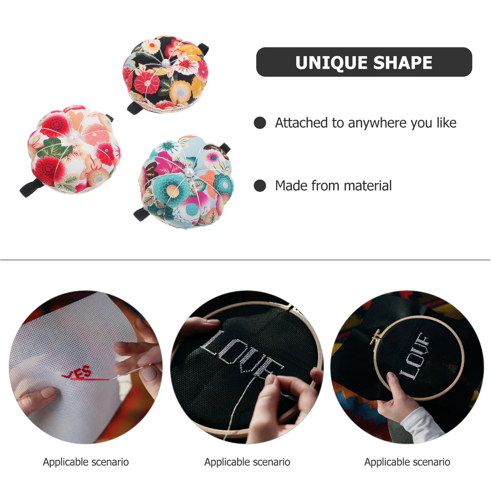 

3 Pcs Wrist Needle Pincushions Pumpkin Sewing Wearable for Cute Novelty Miniature