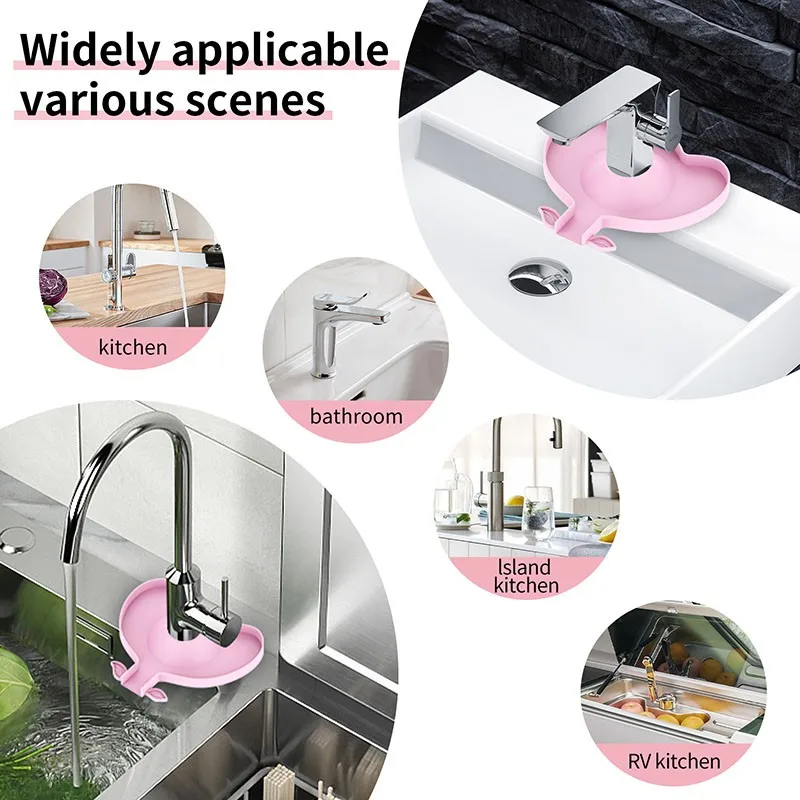 Kitchen Silicone Faucet Mat Flower Sink Splash Pad Drain Pad Bathroom Countertop Protector Shampoo Soap Dispenser Quick Dry Tray