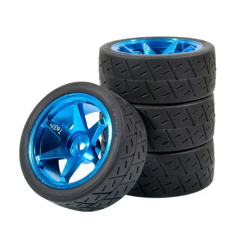 1/10 RC Racing Tires & Metal Wheels 12mm Hex for 1:10 Scale RC On Road Car Tamiya TT01 TT02 XV01 XV02 PTG-2 HSP HPI Kyosho Parts