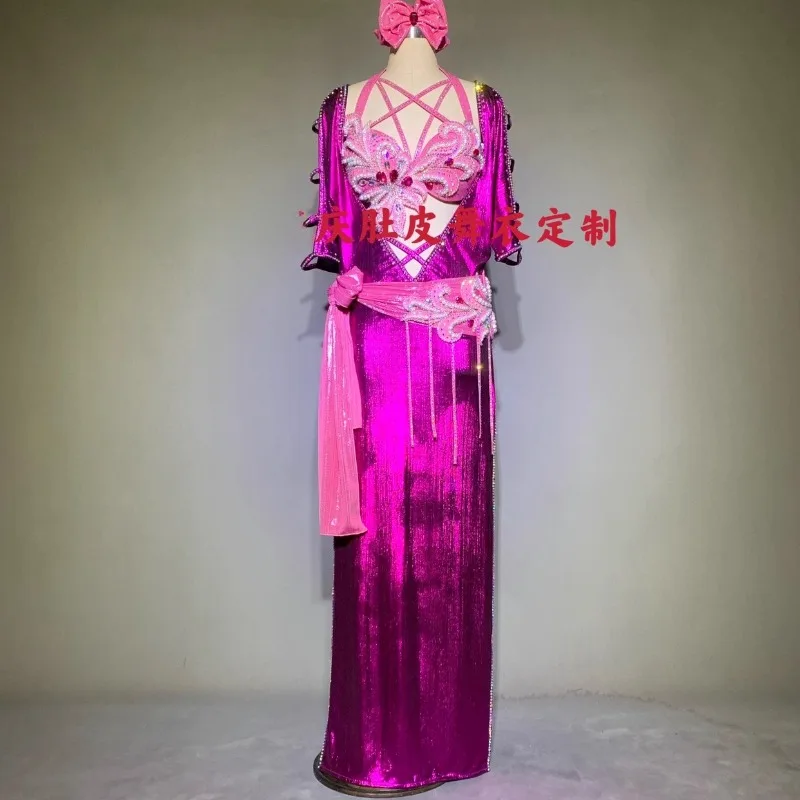 Customized Belly Dance Costumes Performance Robe Saidi Balady Shaabi Belly Dancing Bra Dress Lesson Wear Team Clothes Women Belt