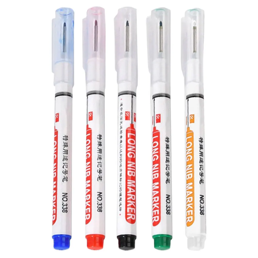 

5Pcs Useful Construction Marker Deep Hole Marker Pens Carpenter Bathroom Practical Woodworking Decoration Pen for Construction