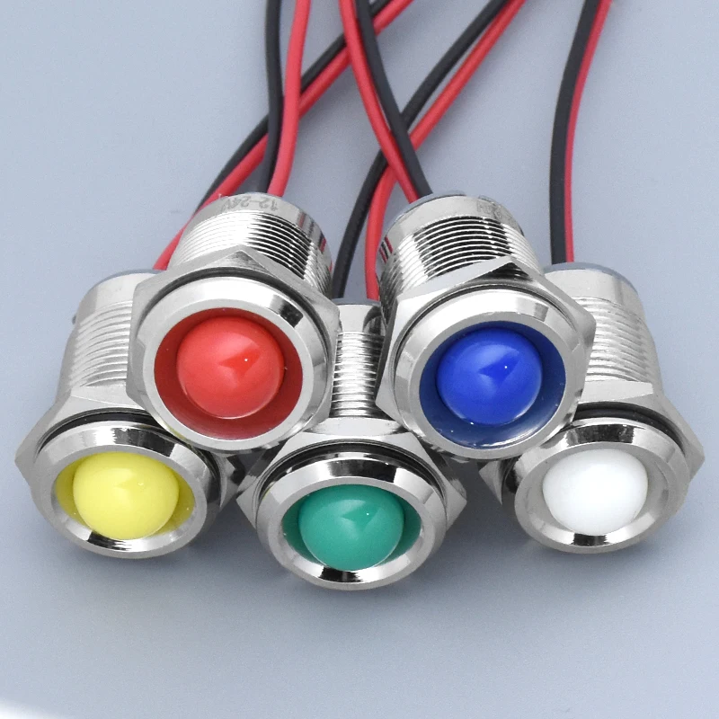 1pc 16mm motorcycle car Boat airplane DIY Waterproof IP67 Metal LED Warning Indicator Light Signal Lamp Pilot Wire