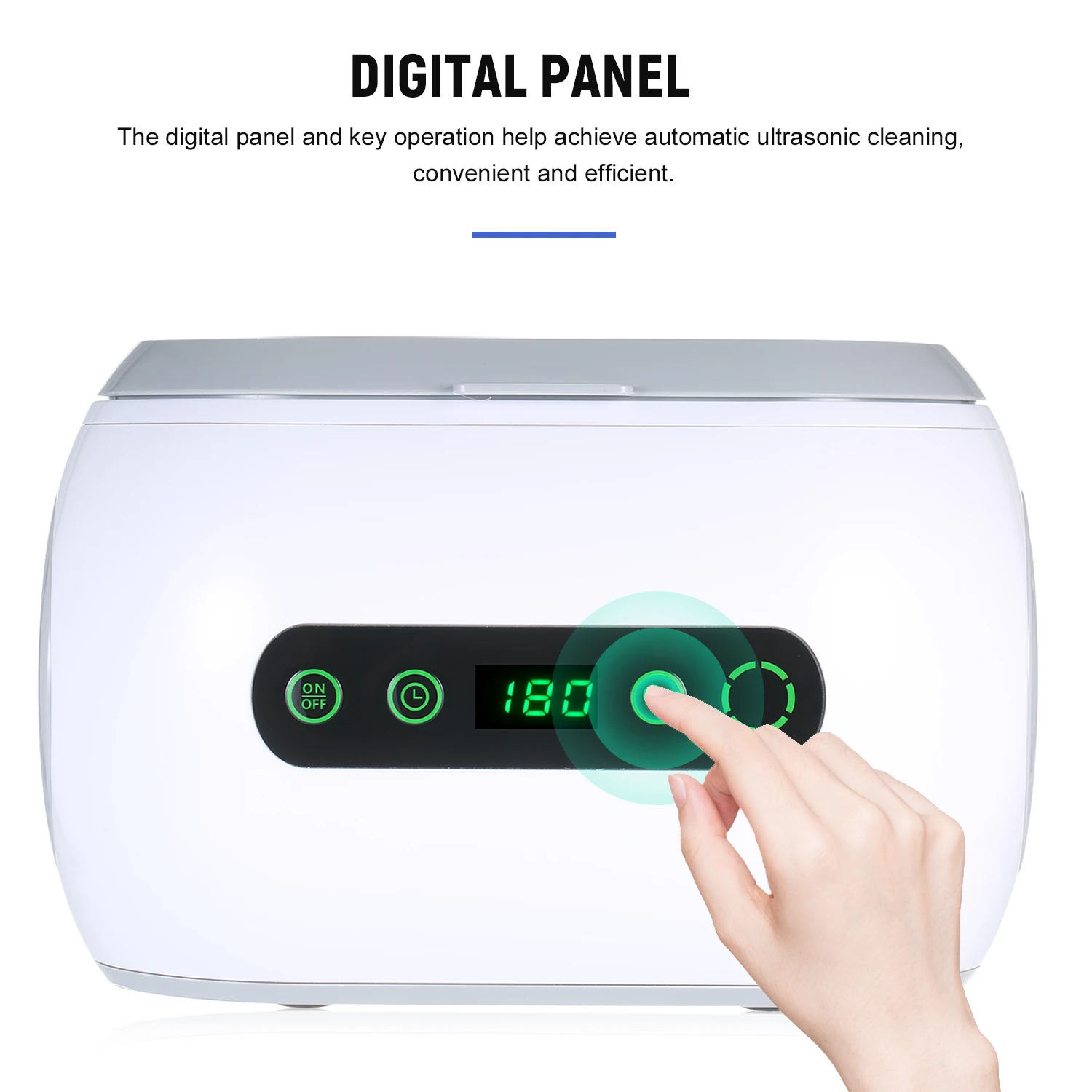 600mL Digital Ultrasonic Cleaner with Degassing Function Home Glasses Cleaning Machine with Stainless Tank Jewelry Clean Tool