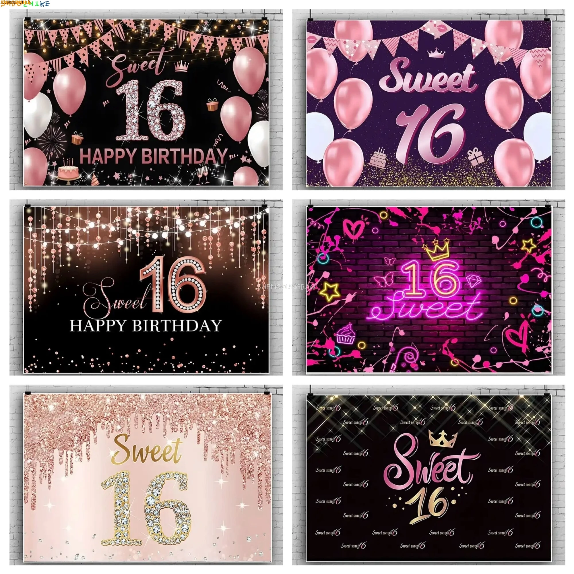 

Sweet 16 Purple Balloon Photography Backdrop Props Girls Boys Birthday Decoration Dream Party Photo Studio Background BR-01