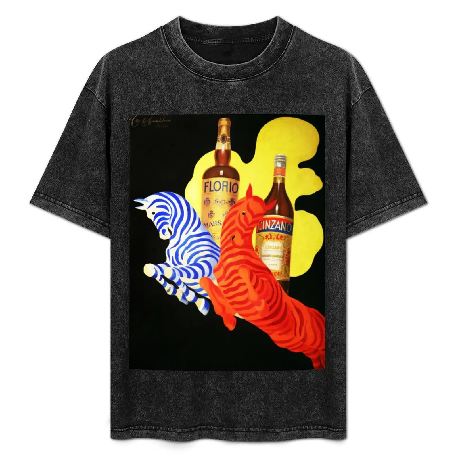 Camiseta con Publicidad de la Licorera Italiana FLORIO CINZANO Vermouth Vintage de Leonetto Cappiello