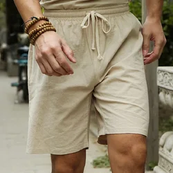 2024 Linen Shorts Men Big Tall Summer Plus Size 6XL 7XL 8XL 9XL 10XL Elastic Waist Casual Flax Bermuda Male Beach Linen Clothes