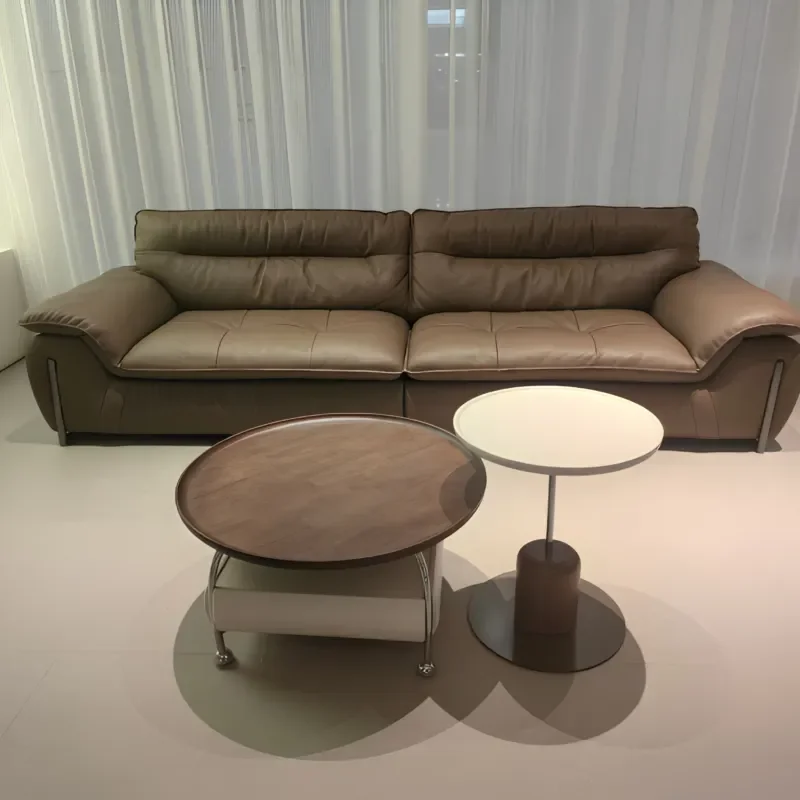 Three Seater Sofa Leather Pine Frame High Density Hotel Apartment Furniture