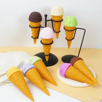 Funny Simulation Ice Cream Models Multi-coloured Realistic Cream Cone Food Children Toys Fun Milk Tea Shop Cake Decoration Gift