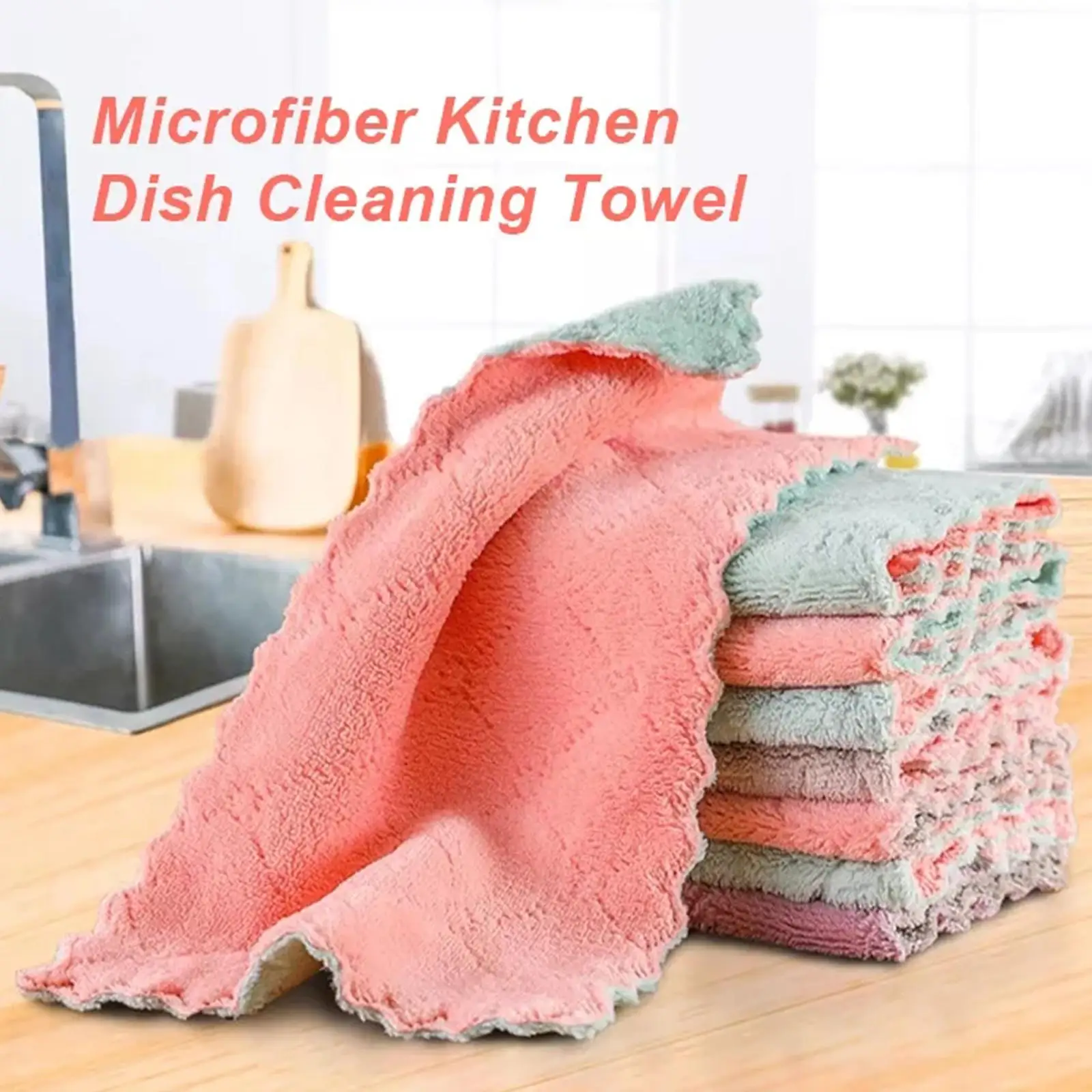 1pcs Microfiber Towel Absorbent Kitchen Cleaning Cloth Household Napkins Towel Tableware Rags Dish Non-stick Oil Cleaning M1C7