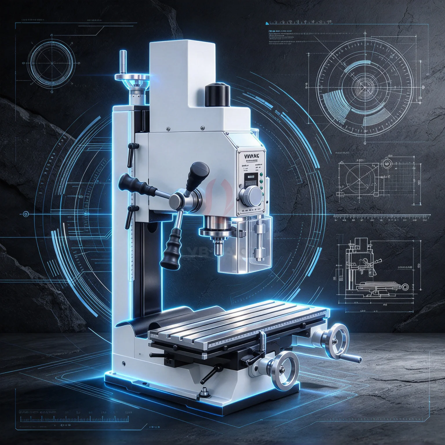VM18L Digital Drilling and Milling Machine Infinitely Variable Speed Small Milling Lathe Spindle Box Tilt Left Right 90°