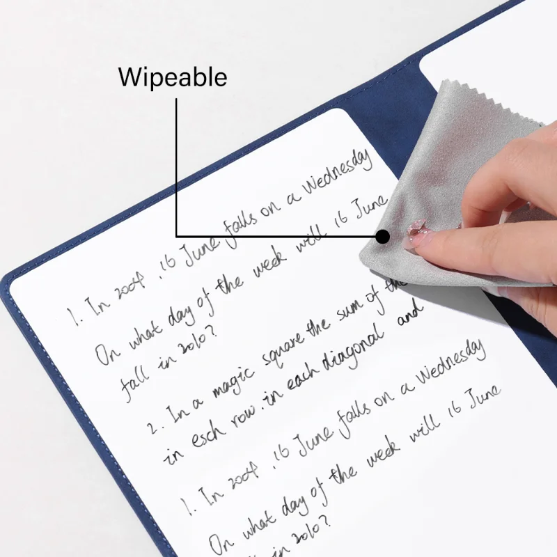 A5 Whiteboard Notebook Desktop Note Board Rewritable Memo Draft Paper Planning Board with Wipe Cloth Whiteboard Marker Kit