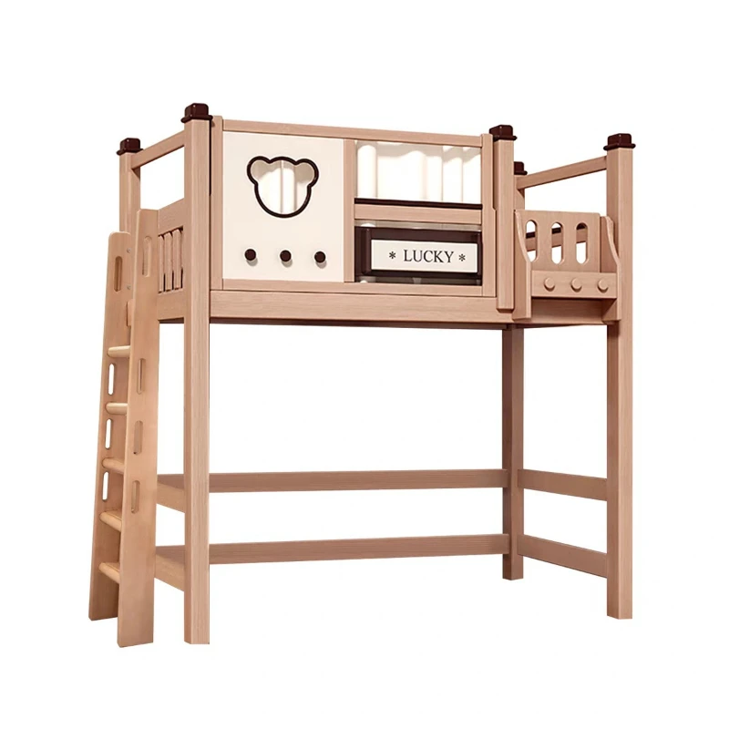 Full solid wood elevated bed half-height bed dislocation bed parallel T-shaped upper and lower beds high and low beds bunk