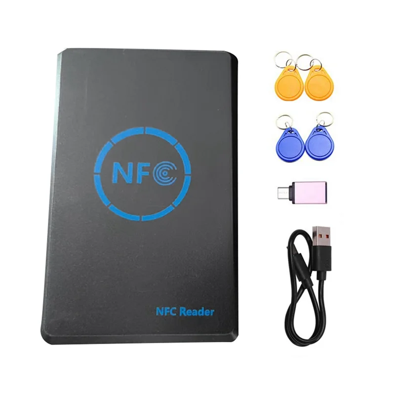 

AAAEL-5-Band NFC Smart Chip Reader/Writer 2Xcuid/UID Keychain 125K 13.56M Copier HID Duplicator Tag Clone ID IC Keychain Key