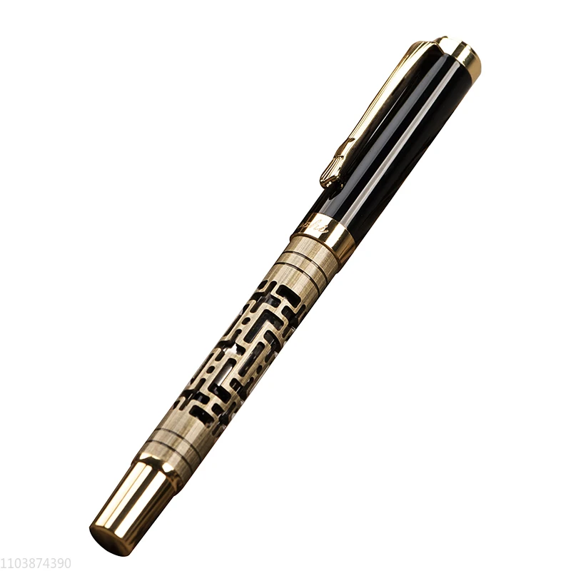 Imagem -06 - Metal Rollerball Pen Openwork Chinês Design Estilo Antigo Escritório Canetas Gel Preto Papelaria Presente Luxuris Escritores 0.5 mm 0.7 mm mb