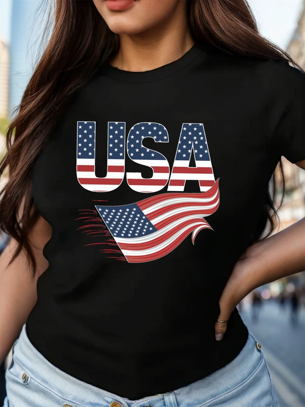 여성 패션 프린트 라운드 넥 반팔 단순 캐주얼 스포츠 티셔츠 편안한 여름 탑 완벽한 휴일 선물