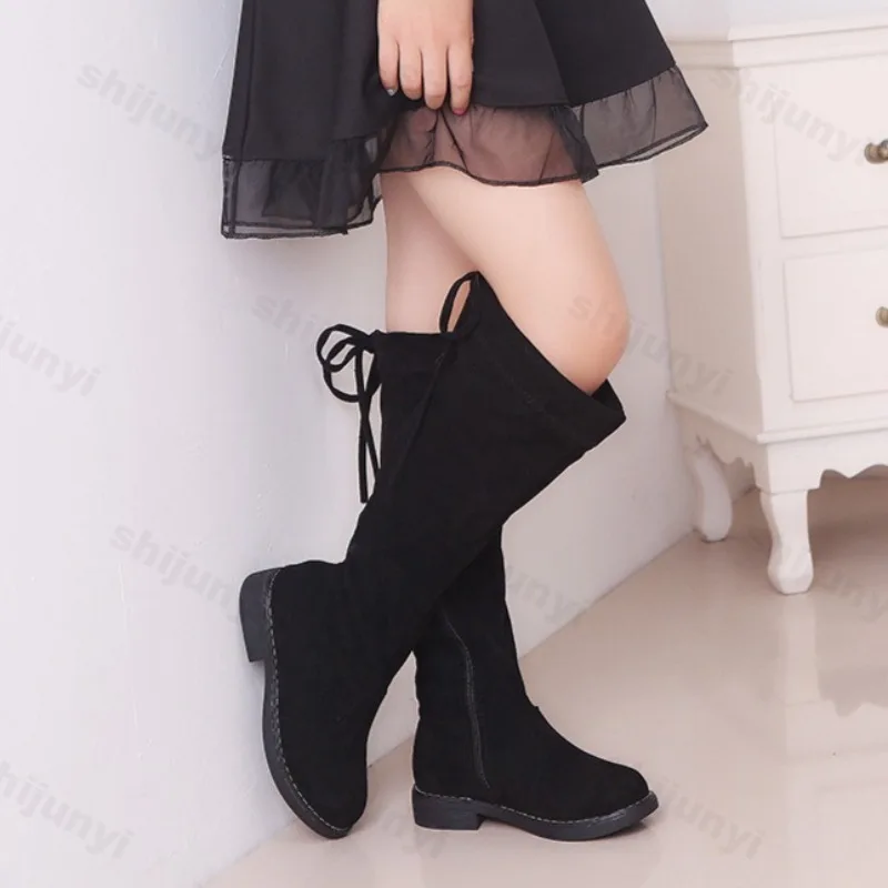 

Girls' Long Boots 2025 Autumn New Comfortable Anti Slip Outdoor Knee Boots Zipper Children Fashion High Top Boots Size 26-36