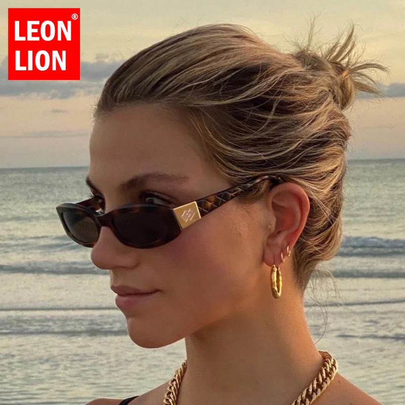 LeonLion Oval Sunglasses Women Unique Rectangle Small Frame Glasses Men Brand Design Luxury Eyewear UV400Oculos De Sol Feminino