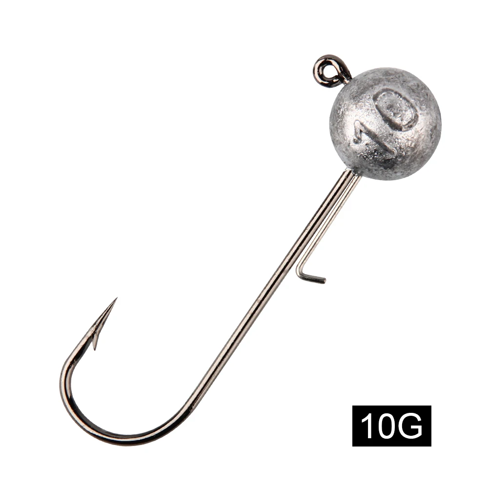 Spinpoler 5g 7g 10g 14g Jig Köpfe Angelhaken Lange Schaft Runde Kugel High Carbon stahl Lange Für Weiche Köder Wurm Zubehör 4 stücke