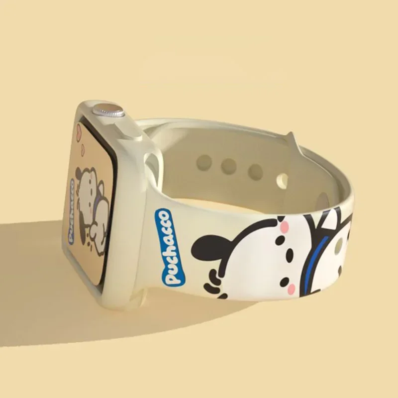 Kawaii Sanrio Pochacco Pikachu Iwatch Watch Bands Cute Accessories For Apple Iwatch 38 40 41 42 44 MM With Shell Bands Set Gifts image 6