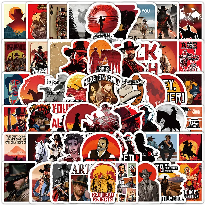 

50PCS Red Dead Redemption 2 DIY Stickers Phone Trunk Refrigerator Waterproof Anime Stickers Anime Figure Image Toys Sticker Gift