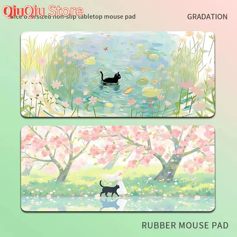 Spring Kitten Mouse Pad HD Printing Large Seaming Waterproof