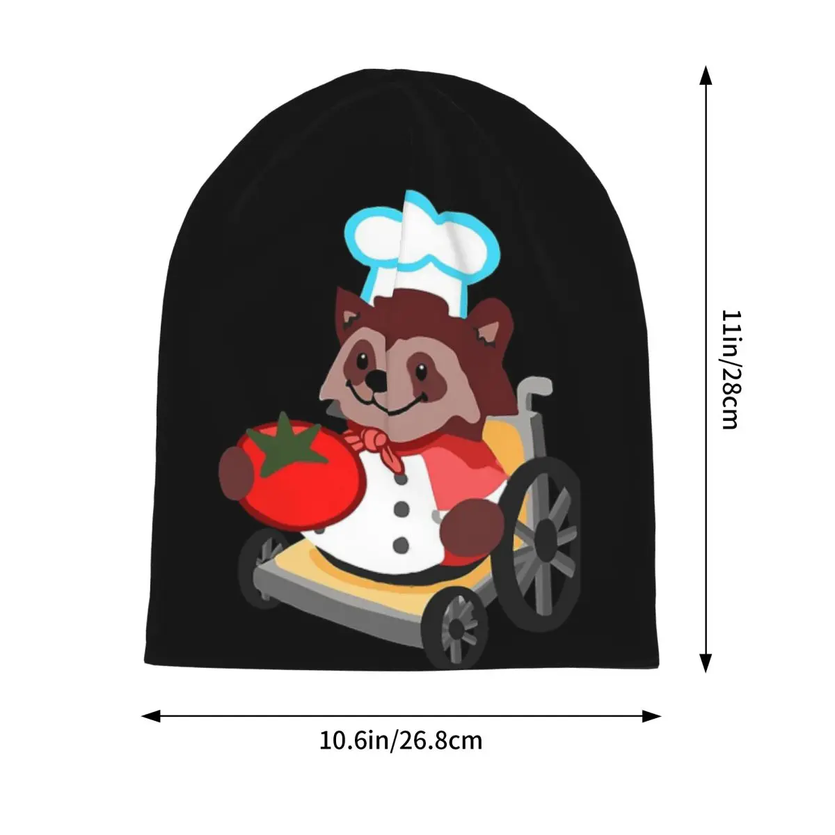 Cute Overcooked Wheelchair Raccoon Chef Gift Warm Knitted Cap Hip Hop Bonnet Hat Autumn Winter Beanies Hats for Unisex Adult