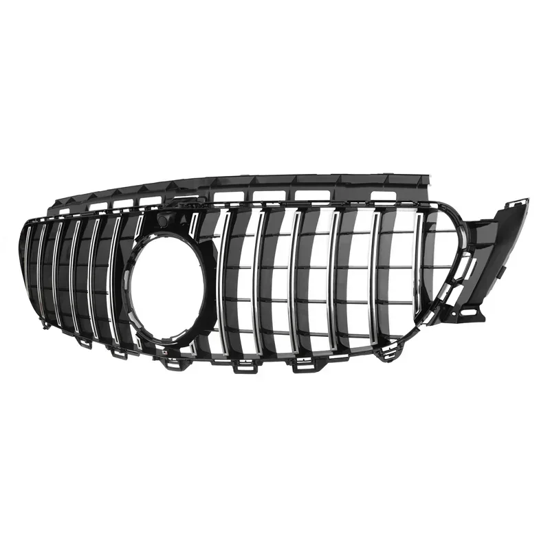 For Mercedes Benz E Class W213 E200 E300 E400 E43  W/Camera Hole 2016 - 2019 Front Bumper Grille Chrome+Black High Quality ABS