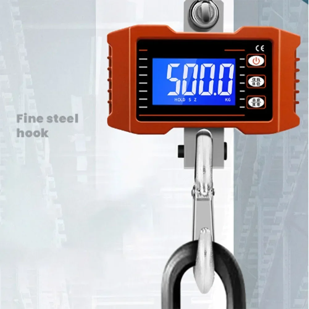 Anti-fall Design Dock Weighing Crane Hook Scale Metal Aluminum Alloy Shell Stainless Steel Hook Two Unit Conversion