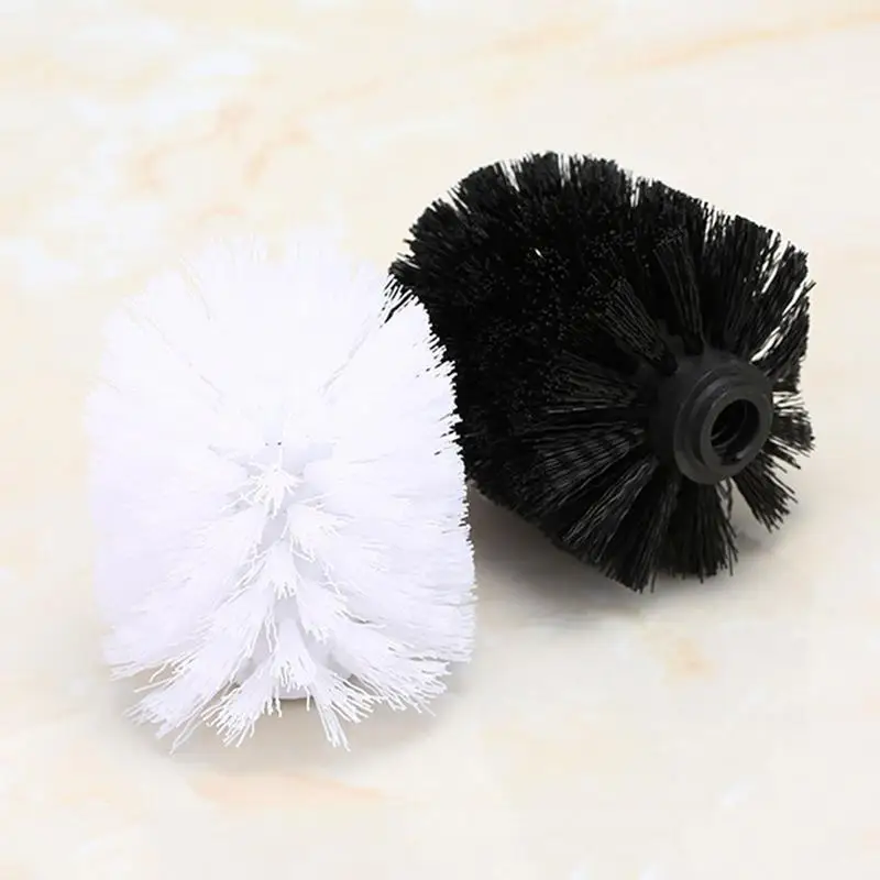 Universal Replacement Toilet Brush Head Holder Round White And Black Ball Shaped Toilet Brushes Cleaning Accessories